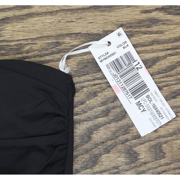 NEW Anne Cole Womens Twist Front Shirred One Piece Swimsuit MYMO00501 Black 10 - Picture 4 of 9